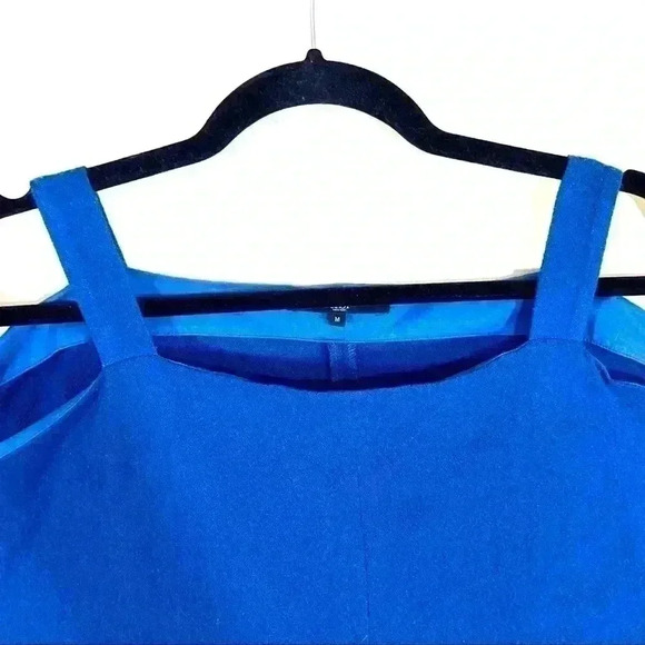 Tibi Royal Blue Cold Shoulder Cut Out Wool Blouse - Picture 3 of 15